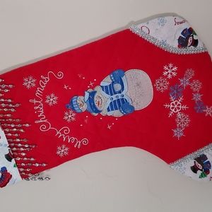 Homemade embroidered Christmas stocking